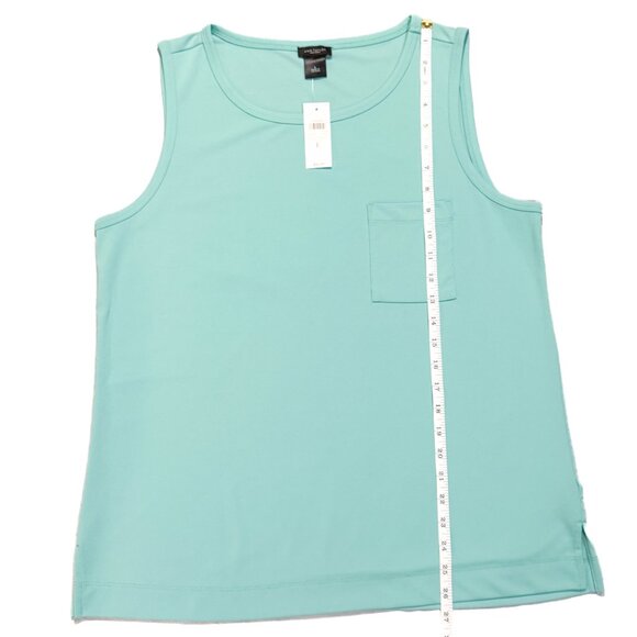 NWT Ann Taylor Factory Pocket Tank Shell Aqua/Teal Scoop Neck Women's Size L - Picture 6 of 7
